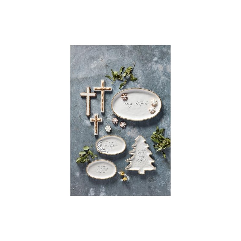 Mud Pie Wish Sentiment Plates, 6 1/2" x 10", WHITE