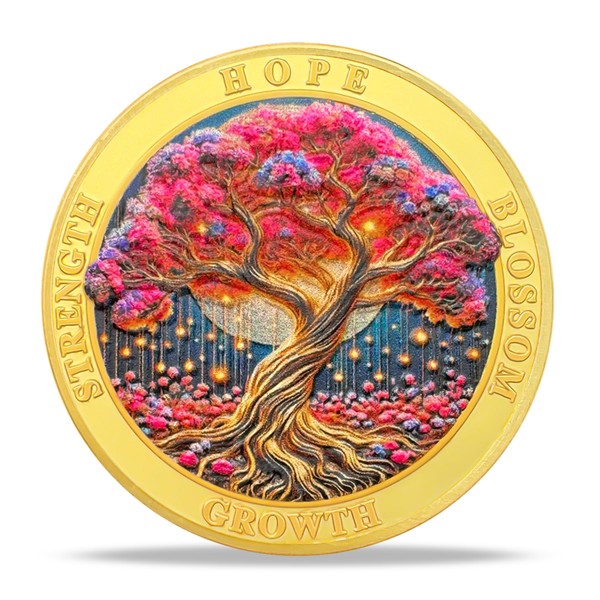 Pink Tree of Life Sobriety Coin | Through Struggles AA