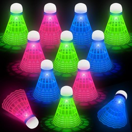 Hysagtek 12 Pcs LED Badminton ShuttleCocks Glow in The Dark Badminton Balls Shuttles Indoor Outdoor Sport Training Badminton Dark Night Badminton Glow