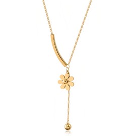 QLEUIFT 1 pcs Halskette Daisy mit Gänseblümchen Anhänger, 925 Sterling Silber vergoldet, Antiallergen & Nickelfrei (Daisy Halskette Silber)