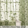 MIULEE Sage Green Sheer Curtains 2 Panels Embroidered Leaf Patterned