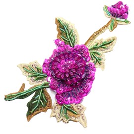 JRYYR Rose Sequin Applique, Embroidered Patch Flower for Dresses and Other Garments Decorative Rose Patches (Purple)