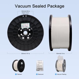 YOUSU PLA 5kg 3D Printer Filament Bundle 1.75mm, Print with Most FDM 3D Printers, 11lbs, 1 Pack 5kg Large Spool, Accuracy +/- 0.02mm, White