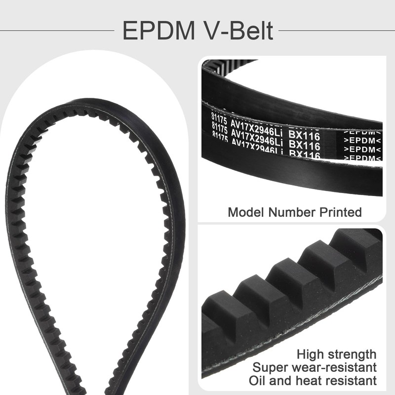 sourcing map BX116 EPDM V-Belt, Raw Edge Cogged Industrial Rubber