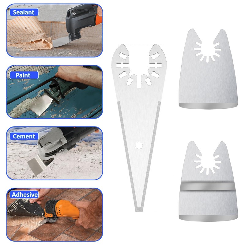 9pcs Oscillating Scraper Blades for Caulk Adhesive sealant Removal, Universal