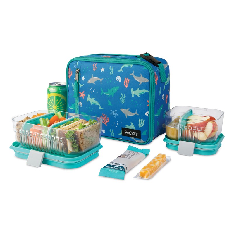 PackIt Freezable Classic Lunch Box, Sea Shark, Built with ECOFREEZE