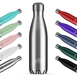 Mont-Clair H2O Stainless Steel Drinking Bottle - Thermos Flask - BPA-Free - Water Bottle, Stainless Steel Drinking Bottle 750 ml - 24 Hours Cold & 12 Hours Warm - Leak-Proof Drinking Bottle - Silver