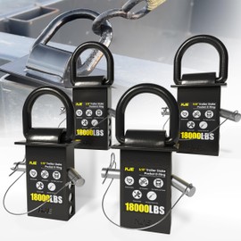 KJE 5/8" Heavy-Duty Stake Pocket D-Ring Anchors |18,000 lbs Breaking Load | Adjustable Tie-Down with Anti-Loss Cord |Reliable Tie-Downs for Flatbed Trucks & Trailers (4-Pack)