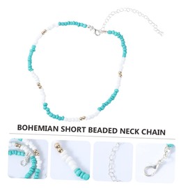 Healvian 1Pc Bohemian Short Necklace for Women Handmade Neck Lace with Beads Fashionable Accessory for Beach and Daily Wear Golden White