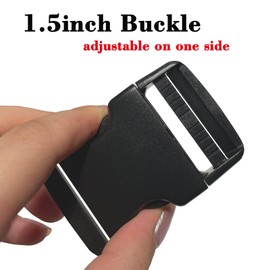1.5" Buckles for Straps Quick Side Release Plastic Buckle Clip 4 pcs + Tri-Glide Slide 8 pcs Fit 1.5" Wide Nylon Strap Webbing Belt, Heavy Duty Dual Adjustable No Sew, Backpack Parachute Replacement