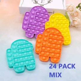 Unbranded Pop Fidget it Toy Push Bubble Sensory Stress Relief Kids Family Games Among Us - 24-PACK MIX
