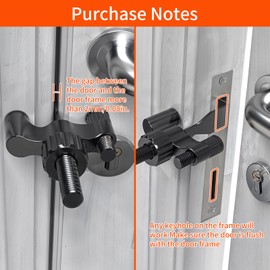Portable Door Lock Heavy-Duty Home Security Door Lock Travel Lockdown Locks for Additional Safety and Privacy Hotel Door Locks for Home, Apartment, Travel, 1 Pack, Black