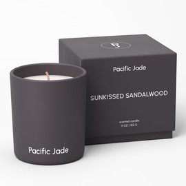 PACIFIC JADE Hand Poured 100% Natural Soy Candle 11oz - Luxury Fragrance in Matte Glass for Home or Gift - Premium Cotton Wick for 60 Hours Burn Time - Woman-Founded Brand (Sunkissed Sandalwood)