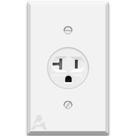 Single Receptacle Outlet Kit, 20 Amp Commercial Grade Electrical Outlet for Appliances, with Standard Size White Metal Wall Plate, UL Listed, Convenient Single Receptacle Bundle