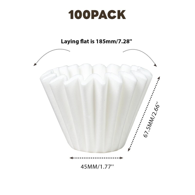 2-5 Cup Coffee Filters,100 Count Disposable Basket Coffee Filter Paper,