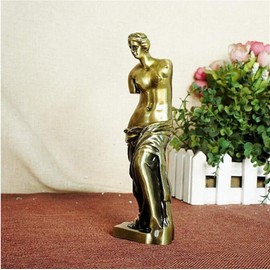 SUPERPOWER® Vintage Bronze 7.5 Inch Venus de Milo Model Metal Statue, Greek Roman Mythology Goddess of Love Sculpture Collectible Figurines Crafts Desktop Decoration Souvenir