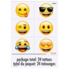 Emoji Party Temporary Tattoos - Assorted Designs, 24 Pcs