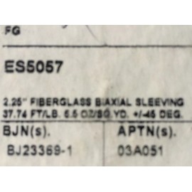 A&P V24L250X 2.5" Braided Fiberglass Biaxial Sleeve A&P Y24L250X Sold per 1 Yard