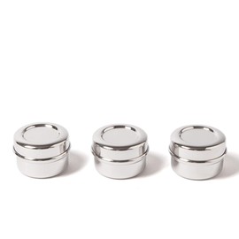 ECO Brotbox Chutney Boxen 3er Set aus Edelstahl Mini-Behälter | BPA-Frei | spülmaschinenfest mit je 60 ml Füllvolumen | für Dips und Soßen