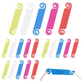 Samcos Cable Tags, 5 Colors, Set of 20, Name Tags, Labels, Wire Identification, Wire Organization, Landmark, Colorful, Various Outlets, Office, Power Plugs, Reusable