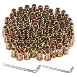 Faankiton Pack of 100 Threaded Insert Nuts, Inserts Screw-In Sleeves, Threaded Insert Furniture Hex Assortment for Wooden Furniture, Threaded Inserts Wood Screw Nut (M6 x 15 mm, M8 x 20 mm)