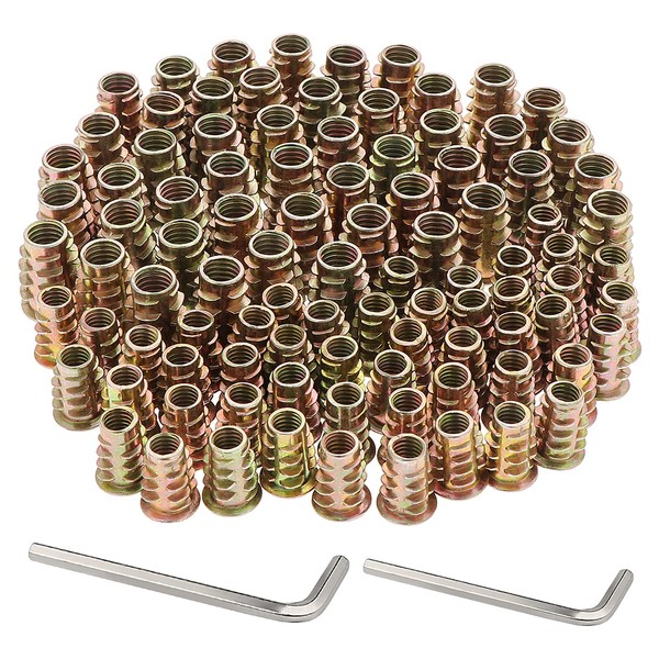 Faankiton Pack of 100 Threaded Insert Nuts, Inserts Screw-In Sleeves,