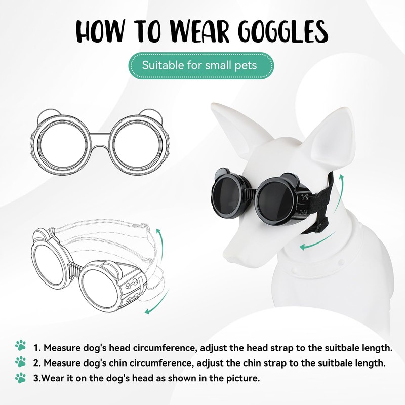 Billionchains Dog Goggles for Small Breed UV/Wind/Dust Protection Puppy Sunglasses
