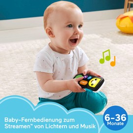 Fisher-Price Learning Fun Smart TV Remote Control - Electronic Toy Remote Control with Learning Content, Lights and 20+ Songs, Promotes Fine Motor Skills, Speaks German, from 6 Months, HGY50