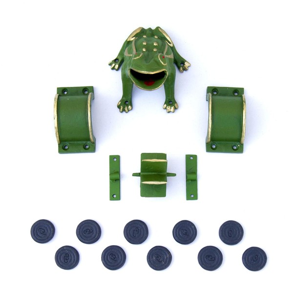 CADENAS ® - Frog Game/Sapo Game/Toad in The Hole Game “Complete” cast Iron: 1 Frog/Sapo, 2 Bridges, 1 Mill, 2 Fasteners y 10 Tokens.