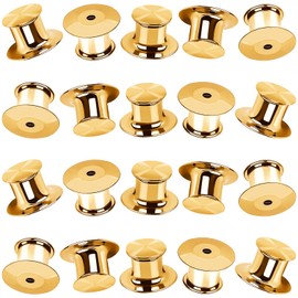 20Pcs Metal Pin Backs Locking, Locking Pin Backs with Storage Case, Pin Backs for Brooch Tie Hat Badge Insignia, Gold
