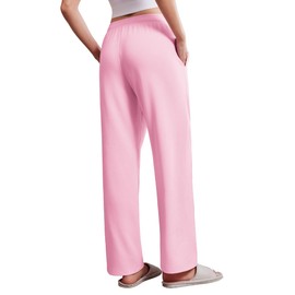 Deyeek Women's Post Surgery Pants Cotton Tear Away Surgical Pants Rip Off Sweatpants with Pockets for Catherter Bag Cast Leg Pink
