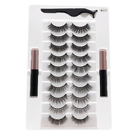 20pcs Magnetic 3D False Eyelashes Reusable Fluffy Magnetic Artficial Lashes Eyeliner for Makeup Black