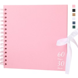 Ayorasly Scrapbook Album with 60 Pages Thick Kraft Paper, 8×8in Pink DIY Photo Book, Small Memory Book with Photo Corners for Baby Family Lovers Pets