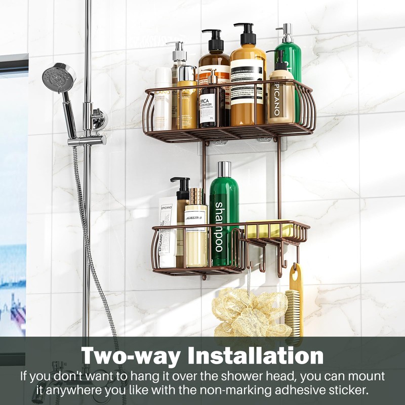 Epicano Shower Caddy Hanging, Anti-Swing Over Head Shower Caddy Rustproof
