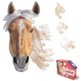 Madd Capp: I Am Horse - 24 Piece Puzzle - Kids Animal Head-Shaped Jigsaw, 14x18, Oversized Pieces, Poster Reference, Educational Fun Fact Booklet
