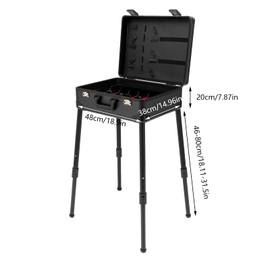 CRYBY Barber Case, Rectangular Travel Carrying Case with 4 Support Legs, Professional Hairdresser Tool Box Organizer, Adjustable Height 18.11-31.5In