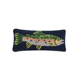 Peking Handicraft 30TG462C05OB Blown Filled Hook Throw Pillow, 12-inch Length, Wool and Cotton (Trout)