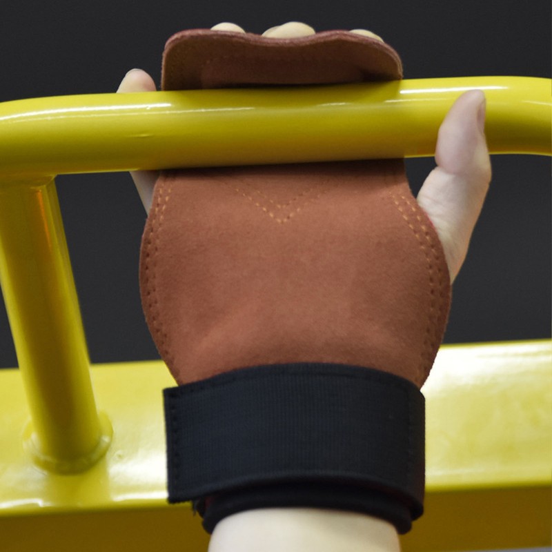 1 Pair Weight Lifting Grip Straps Double Cowskin Deadlifts Pull