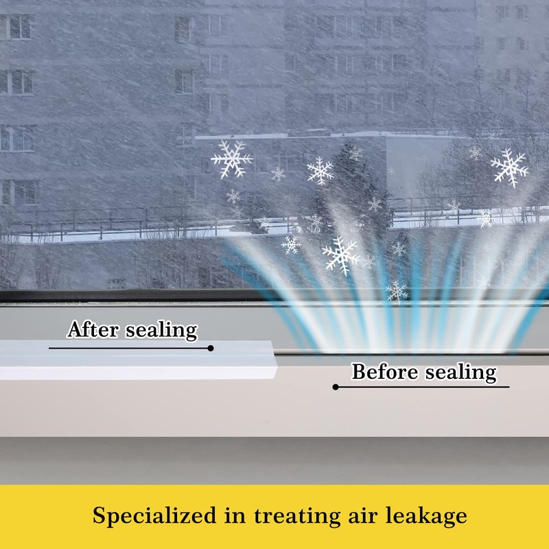 fowong Window Weather Stripping Tape, White Window Insulation for Winter