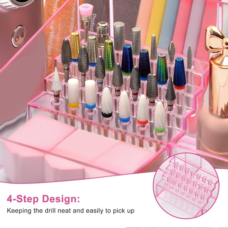 ANRUI Nail Drill Holder, 28 Holes Nail Drill Machine &