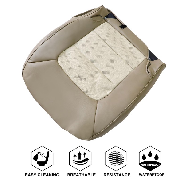 NLQR Front Driver Bottom Replacement Seat Cover Microfiber Leather Tan