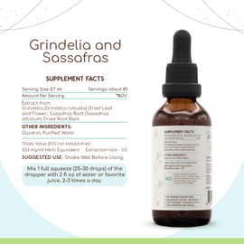 Grindelia and Sassafras B60 Alcohol-Free Herbal Extract Tincture (Grindelia Leaf and Flower. Wildcrafted: Sassafras Root) (2 fl oz)