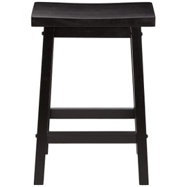 PJ Wood 24 Inch Saddle Seat Counter Stool Pack 2 - Black