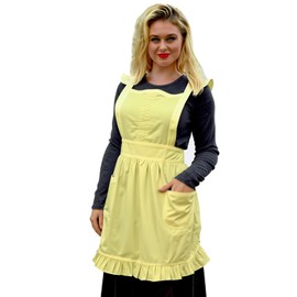 Love Potato Cotton Vintage Ruffle Apron, Cross-Back Adjustable Straps, 23 x 27 inches (Yellow)
