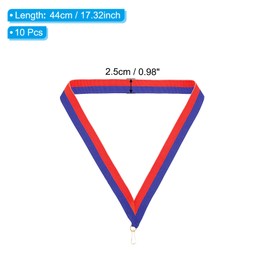 PATIKIL Award Ceremony Collars with Snap Clips, 10 Pieces Polyester Striped Medal Ribbons for Competitions Sports Meeting Sports Party Blue Red