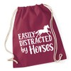 Hippowarehouse Easily Distracted by Horses Drawstring Cotton School Gym Bag