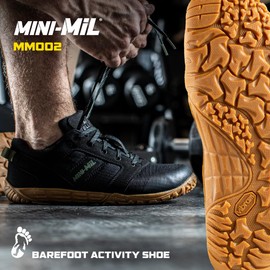 Belleville Mini-Mil MM002 Barefoot Shoes for Men - Breathable Zero Drop Shoes with Shock-Dispersing Midsoles and Flexible, Slip-Resistant Outsoles, Black - 8 W