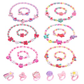 Naler 6 Kit Pulseras Collares y Anillos Conjunto de Cuentas Bricolaje para Joyería Manualidades