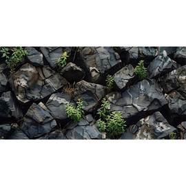 AWERT 72x24 inchesStone Aquarium Background Black Rock Fish Tank Background Rocky Terrarium Background Natural Rocky Glass Terrarium Background