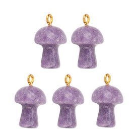 5pcs Crystal Mushroom Pendant Natural Crystal Hand Engraved DIY Mushroom Charm for Necklace Bracelet Jewelry Making